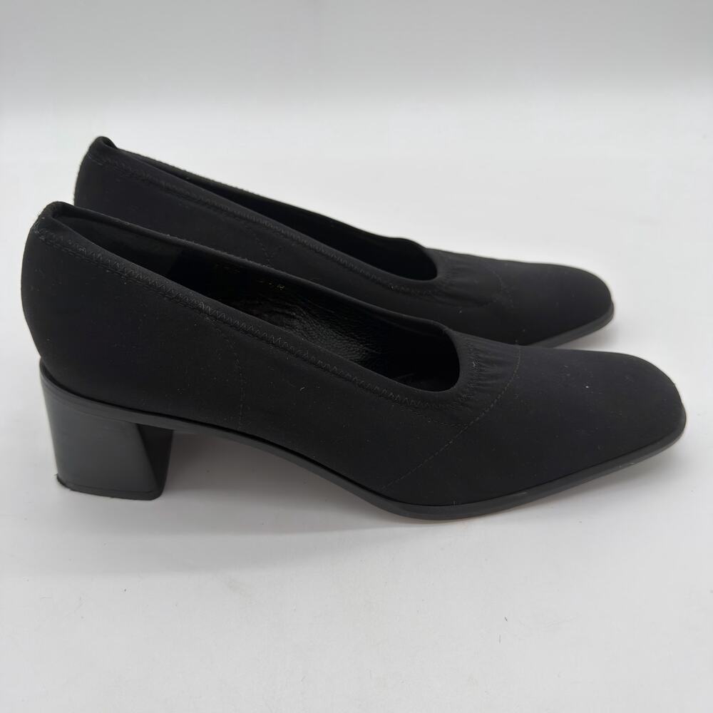Vintage DKNY 90s Block Heel Made in Spain Fabric Minimalist Pumps 8.5